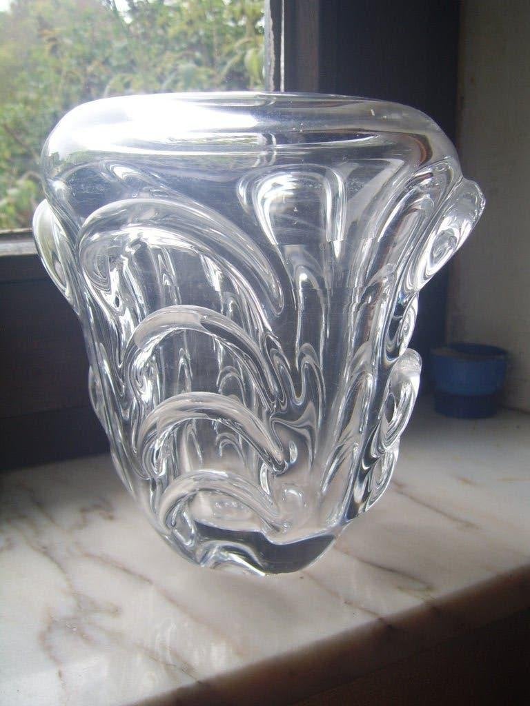 très beau vase en cristal du val saint lambert, Enlèvement ou Envoi