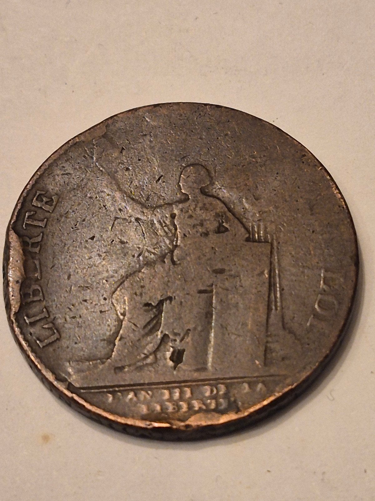 ZEER ZELDZAME 2 sols 1791 brons Frankrijk zie beschrijving, Ophalen of Verzenden, Frankrijk, Losse munt