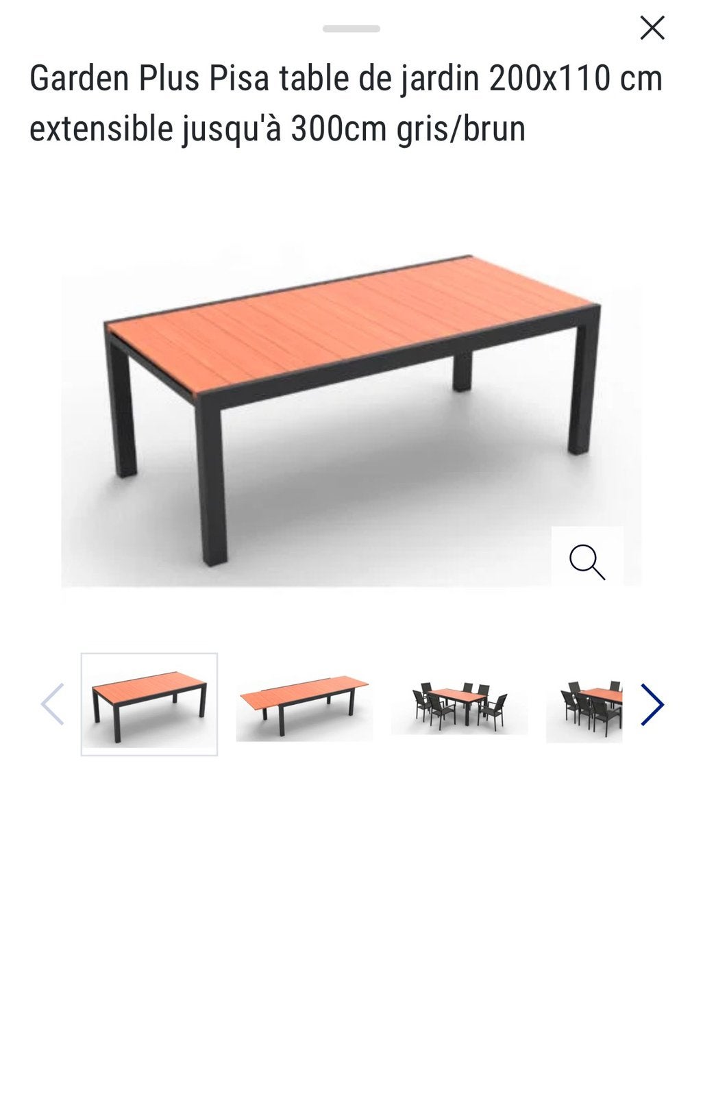 Garden Plus Pisa table de jardin 200x110 cm extensible300cm, Enlèvement, Comme neuf, Brun