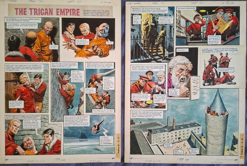 Don Lawrence, Trigan empire, Trigië, 2 originele pagina 1975, Ophalen, Overige figuren, Zo goed als nieuw, Overige typen