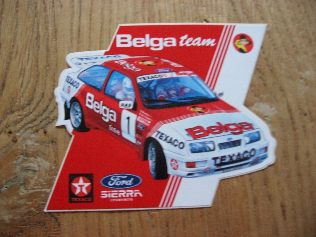 Belga Team Ford Sierra Cosworth Texaco Sticker, Ophalen of Verzenden, Nieuw, Auto of Motor