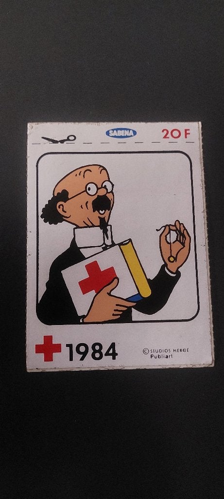 Sticker autocollant kuifje tintin hergé 1984 Sabena, Collections, Autocollants, Envoi, Utilisé
