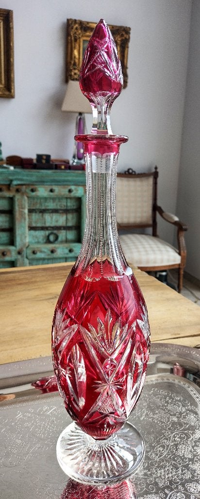 Val Saint Lambert gde Karafe Balmoral 1905 Rouge Rubis, Antiquités & Art, Enlèvement ou Envoi