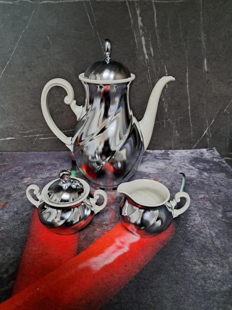 Demeyere koffiepot + suiker en melkpotje, Antiek en Kunst, Ophalen