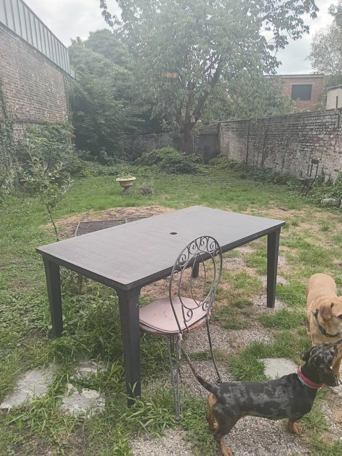 table de jardin PVC gris anthracite - 6 à 8 personnes, Jardin & Terrasse, Enlèvement, Utilisé, Rectangulaire, Plastique