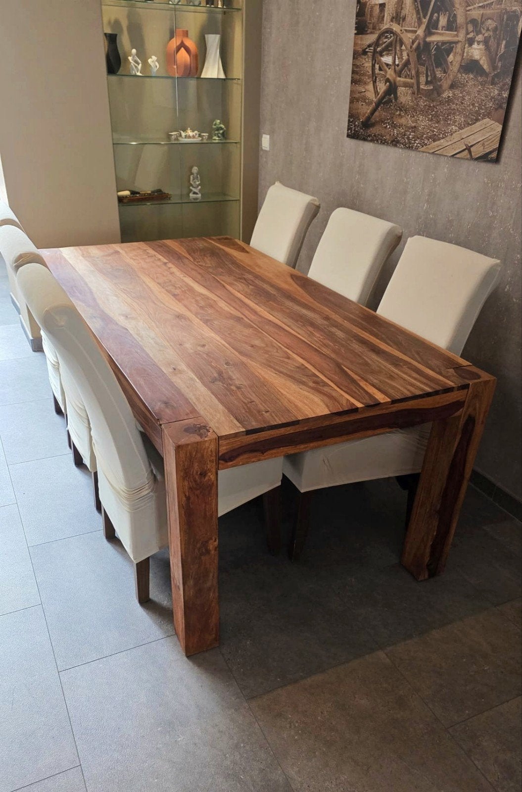 Tafel in sheeshamhout, 1 m op 2 m, hoogte 76 cm, Huis en Inrichting, Ophalen