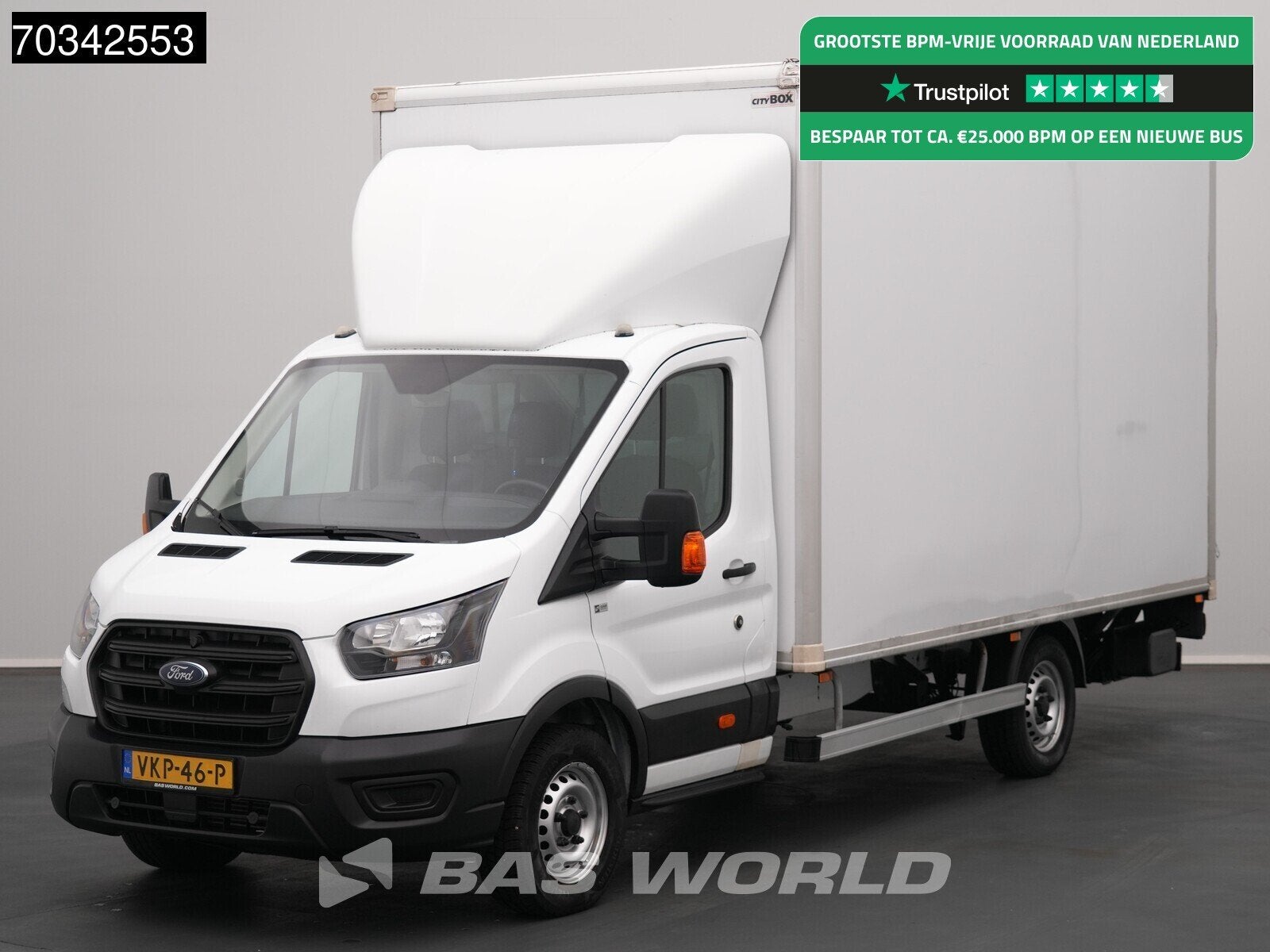 Ford Transit 130pk Bakwagen Laadklep D'Hollandia Zijdeur Air, Auto's, Stof, 4 cilinders, Start-stop-systeem, Wit