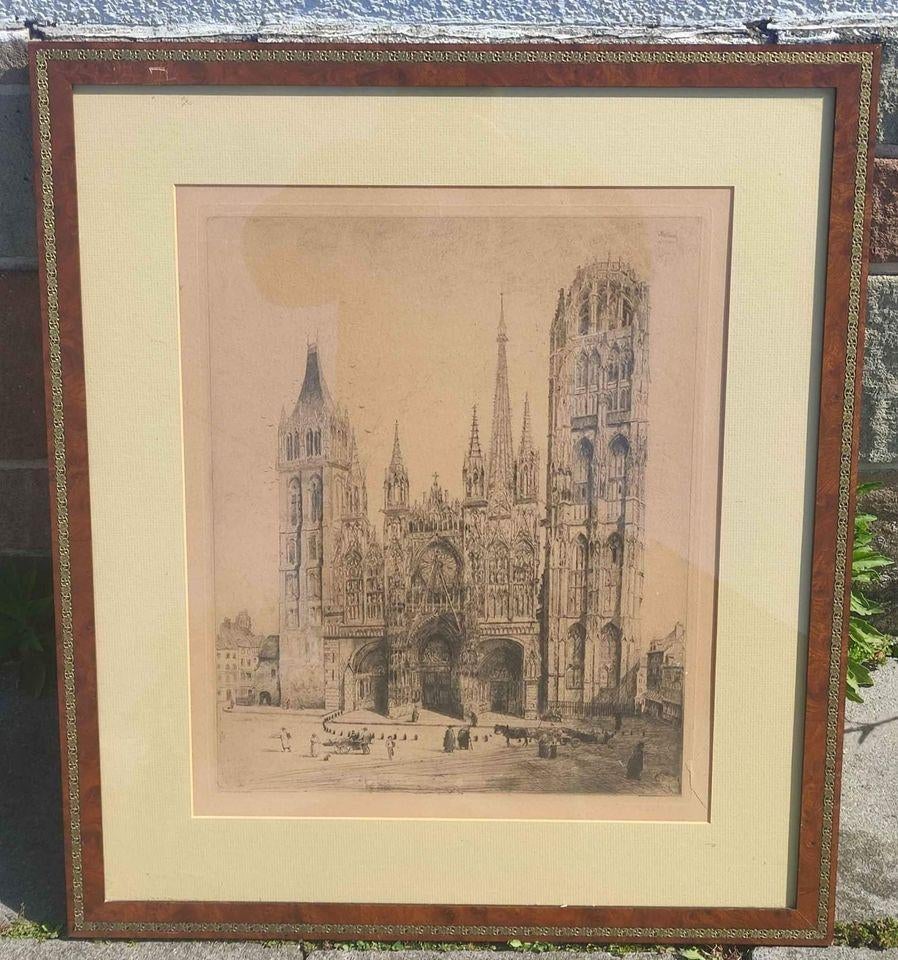 Eau forte cathédrale de Rouen par le meilleur, Enlèvement ou Envoi