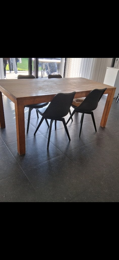 Eettafel met 4 stoelen, Ophalen, Gebruikt, Teakhout, 50 tot 100 cm