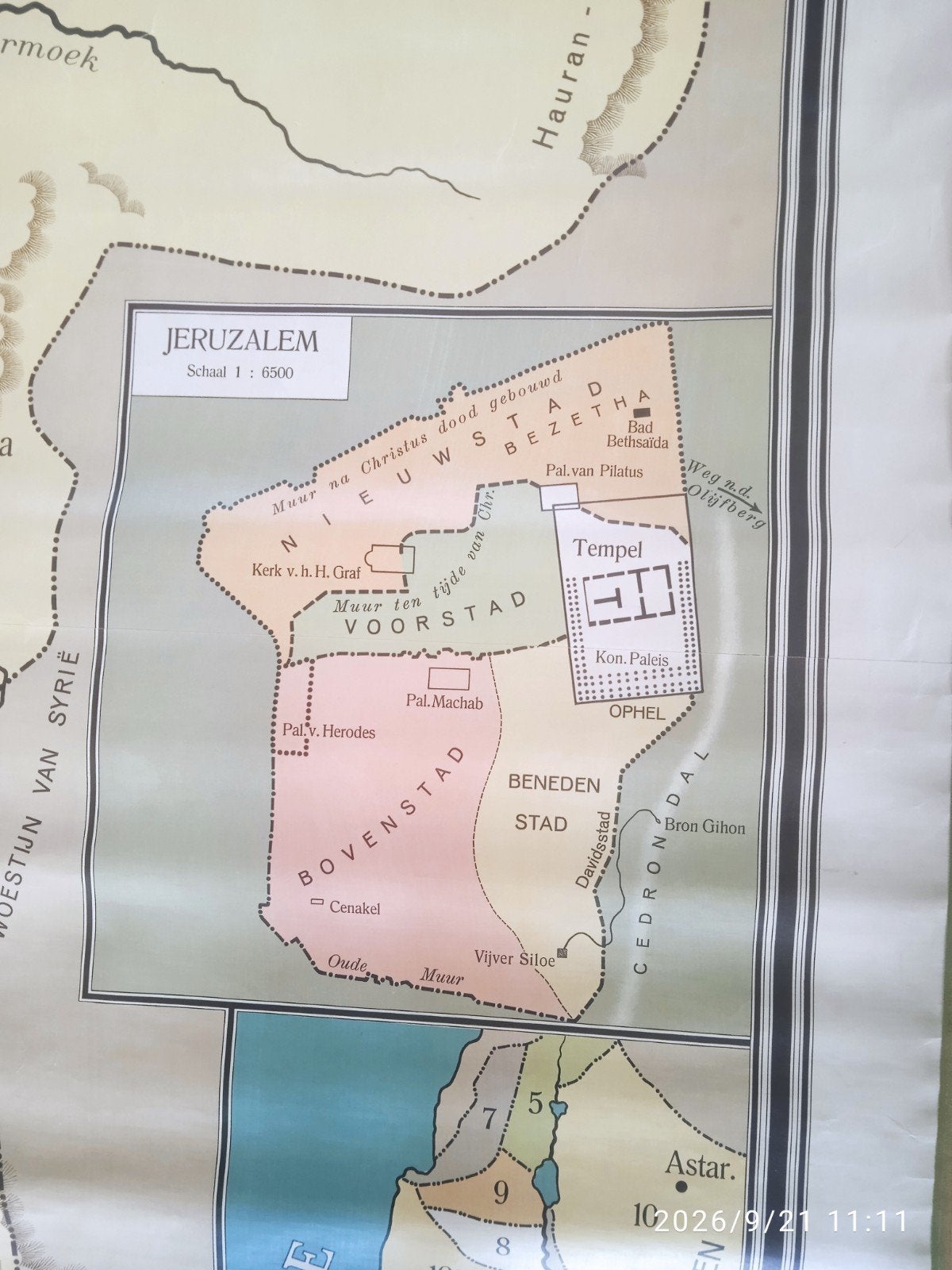 Oude 1919 schoolplaat kaart Palestina 170*150, Boeken, Overige gebieden, Landkaart, 1800 tot 2000, Ophalen