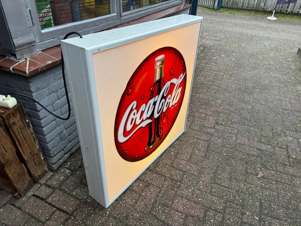 Grote Coca-Cola reclame lichtbak 100 CM, Ophalen, Gebruikt, Lichtbak of (neon) lamp