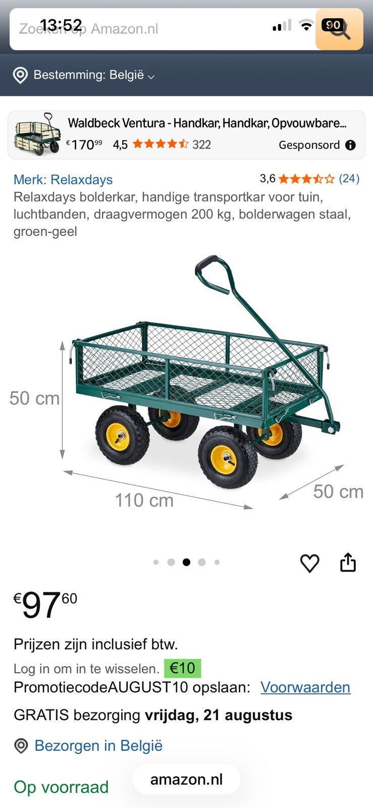 Nieuwe bolderkar, Caravanes & Camping, Chariots, Enlèvement, Neuf