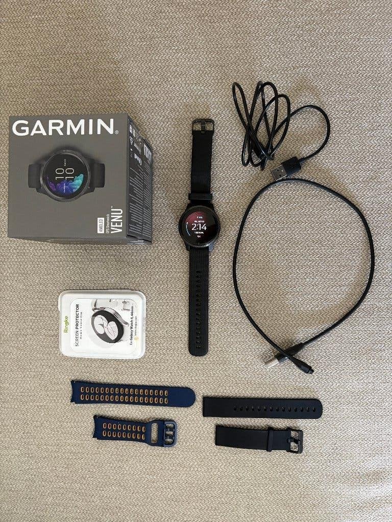 Garmin Venu GPS AMOLED + bracelets & accessoires, Bijoux, Sacs & Beauté, Enlèvement ou Envoi, Garmin, Comme neuf, Avancer d'un pas