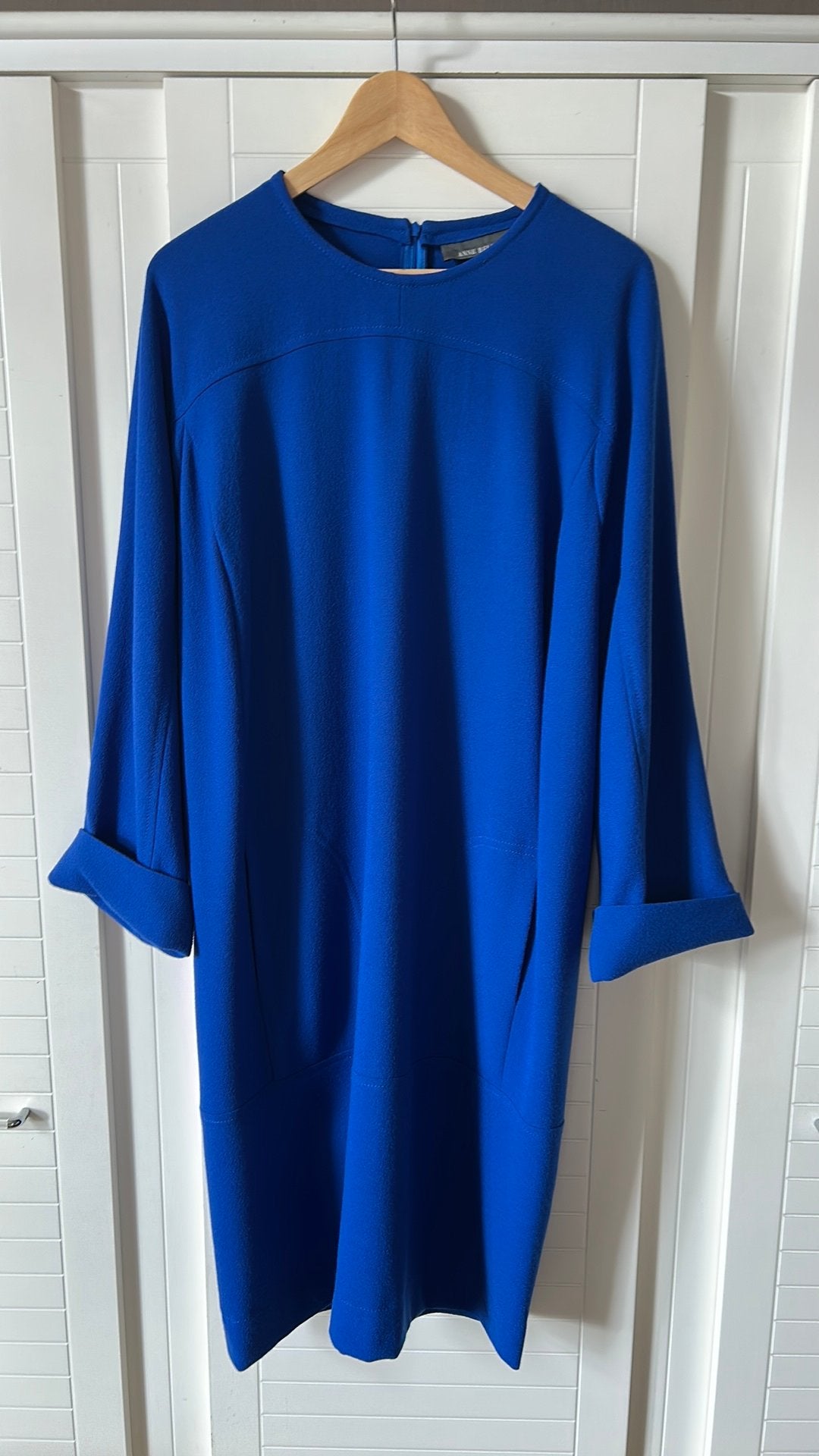 Blauw elegant wollen jurk Anne Belin, Ophalen, Zo goed als nieuw, Blauw, Jurk