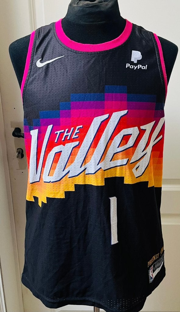 Nike NBA Phoenix Suns Devin Booker #1 The Valley jersey L, Sports & Fitness, Basket, Enlèvement ou Envoi, Utilisé, Vêtements