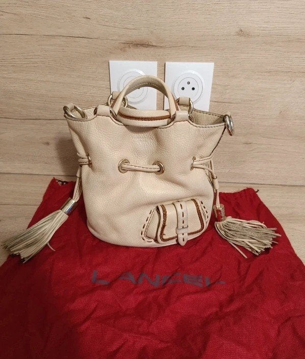 Lancel beige leren emmertas, Verzenden, Zo goed als nieuw, Beige