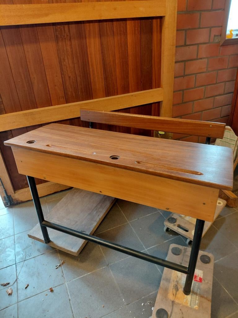 Vintage schoolbankje, Enlèvement, Comme neuf, Table(s)