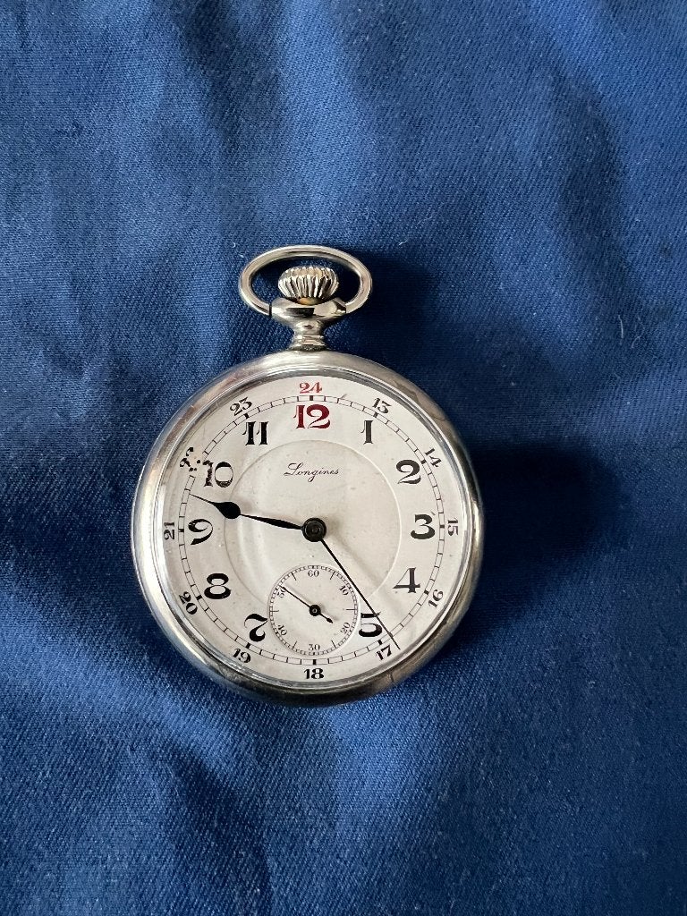 Longines Vintage Opwindbaar Zakhorloge, Enlèvement, Acier, Montre de poche, Longines