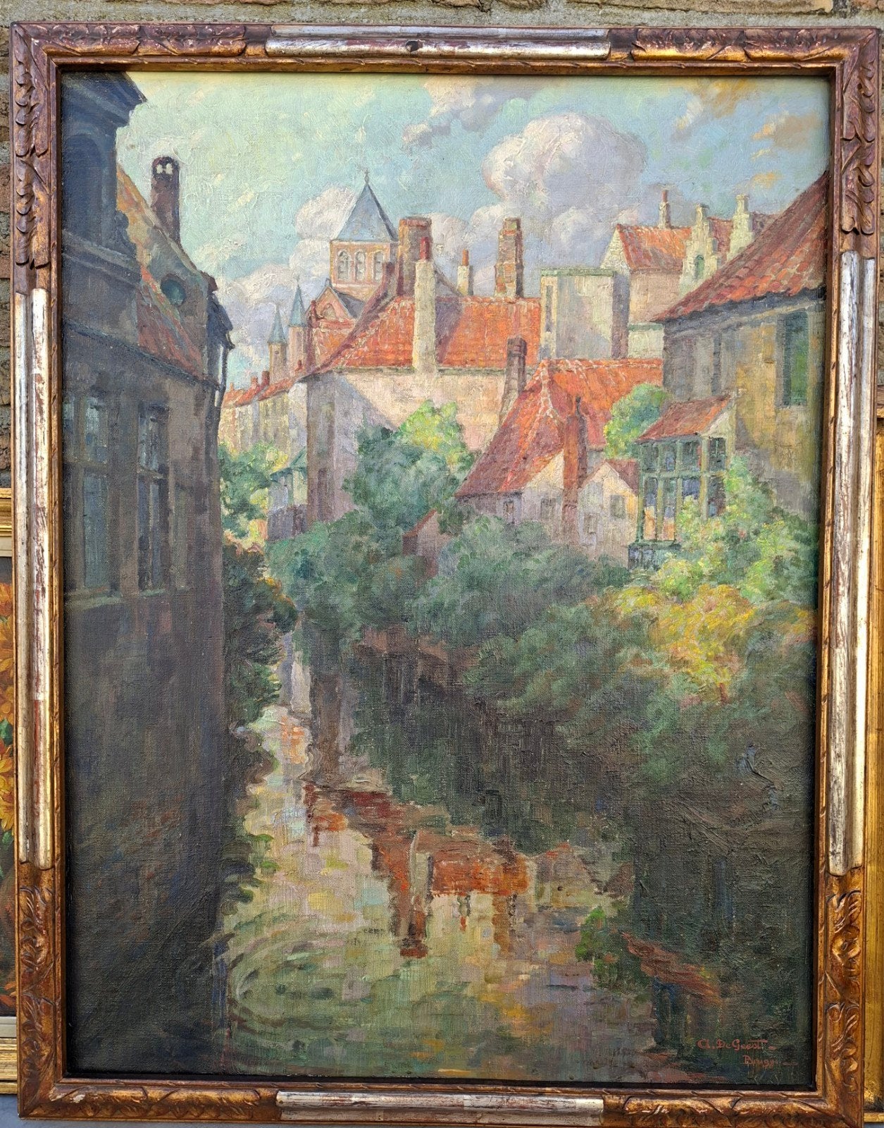 DE GEEST Arthur "Zonnig zicht te Brugge " olie op doek