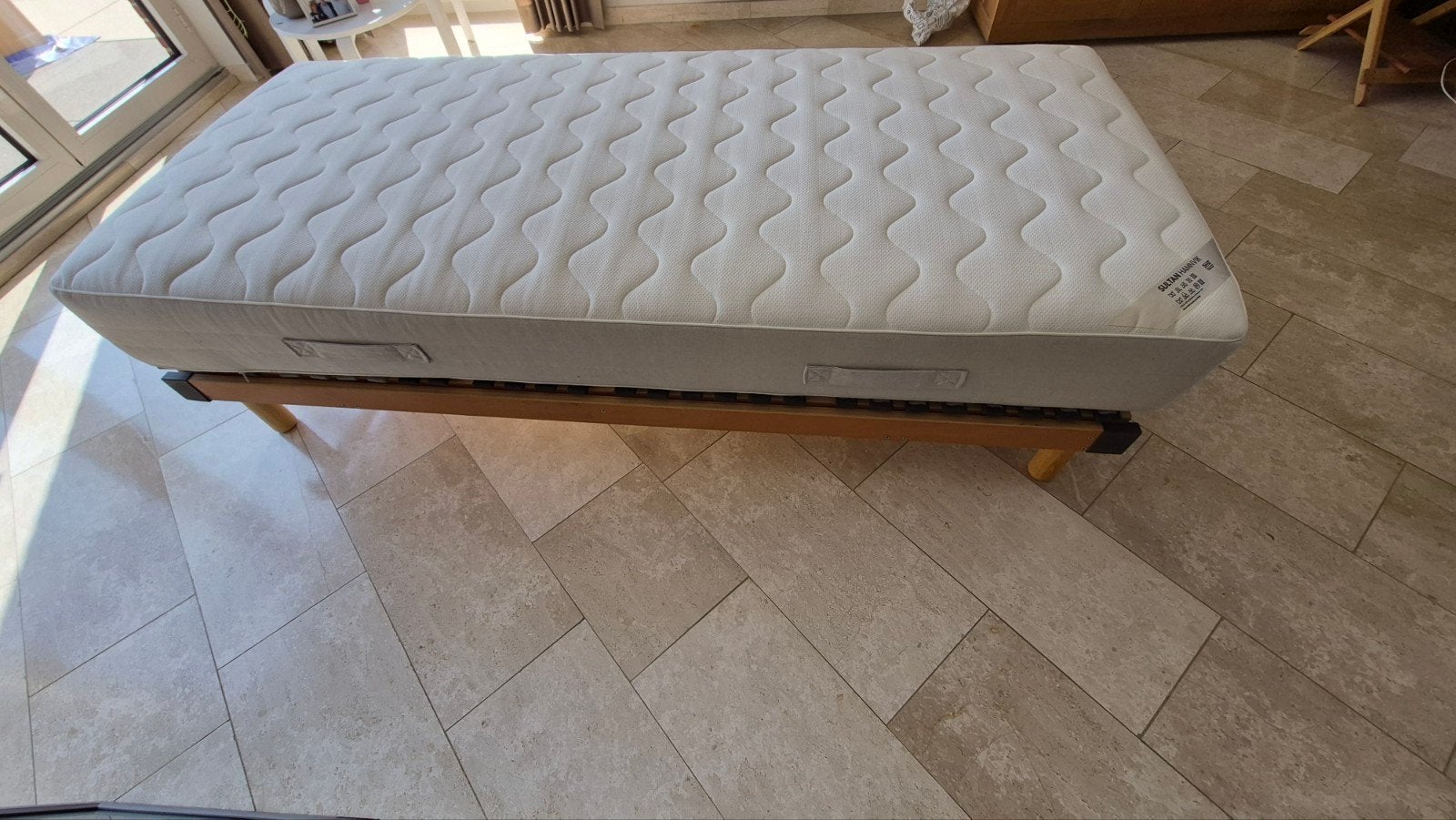 Sommier (lataflex) + nouveau matelas 1 personne 90  200, Enlèvement, Matelas