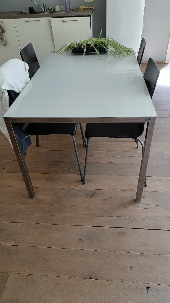 Tafel, Huis en Inrichting, Tafels | Eettafels, Ophalen, Gebruikt, 50 tot 100 cm, Glas