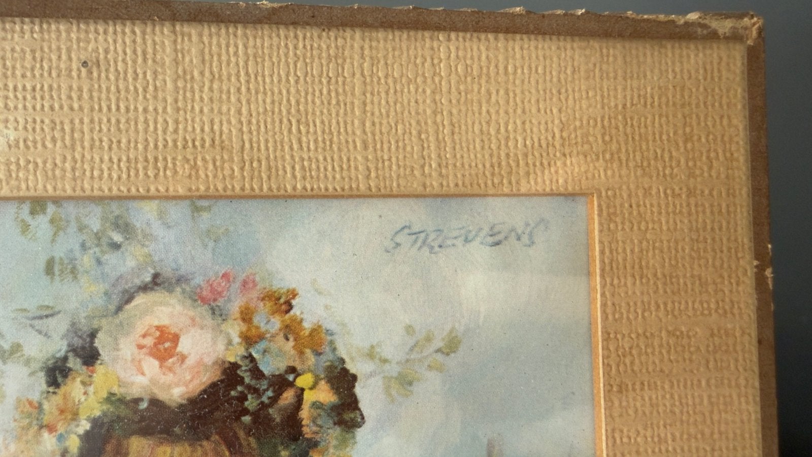 Vintage Strevens –La Petite Parisienne–ingelijste kunstprint, Bloemen, Ophalen of Verzenden, Print, Ingelijst