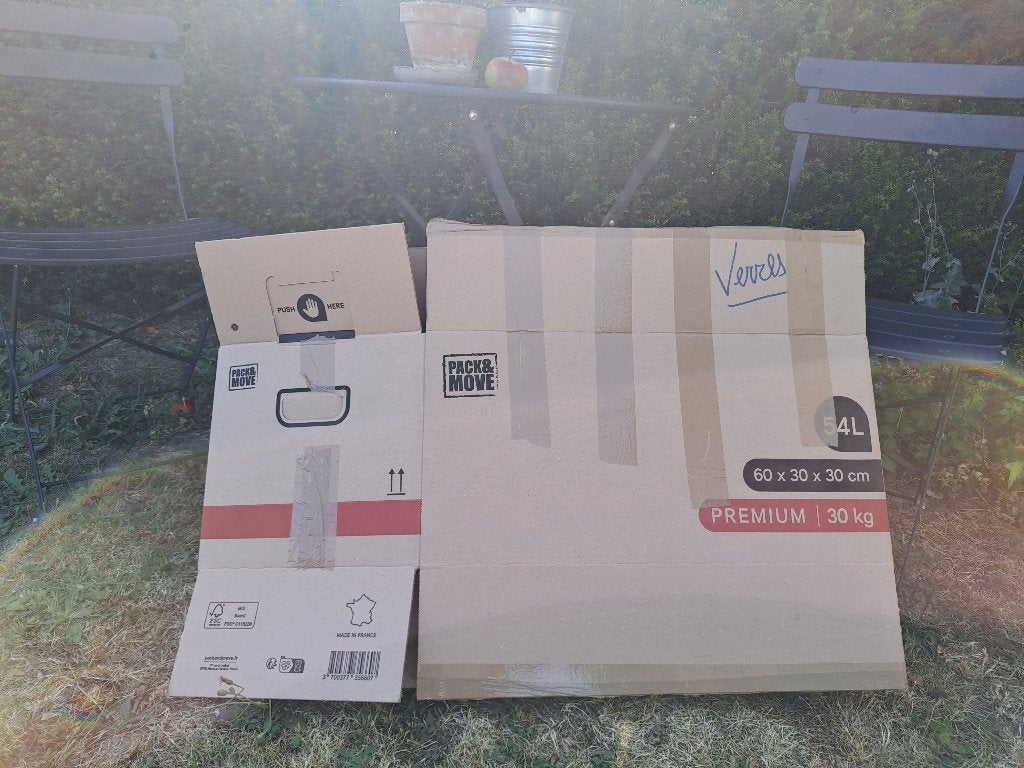 54 caisses/cartons de déménagement 20 euros, Enlèvement, Utilisé, Boîte ou Caisse