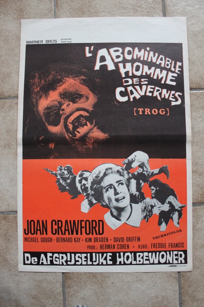 filmaffiche Trog 1970 Joan Crawford filmposter, Collections, Enlèvement ou Envoi, Rectangulaire vertical, A1 jusqu'à A3, Comme neuf