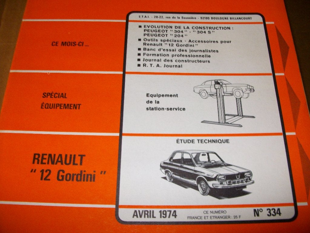 revue technique renault R12 gordini 1971-1974, Enlèvement ou Envoi