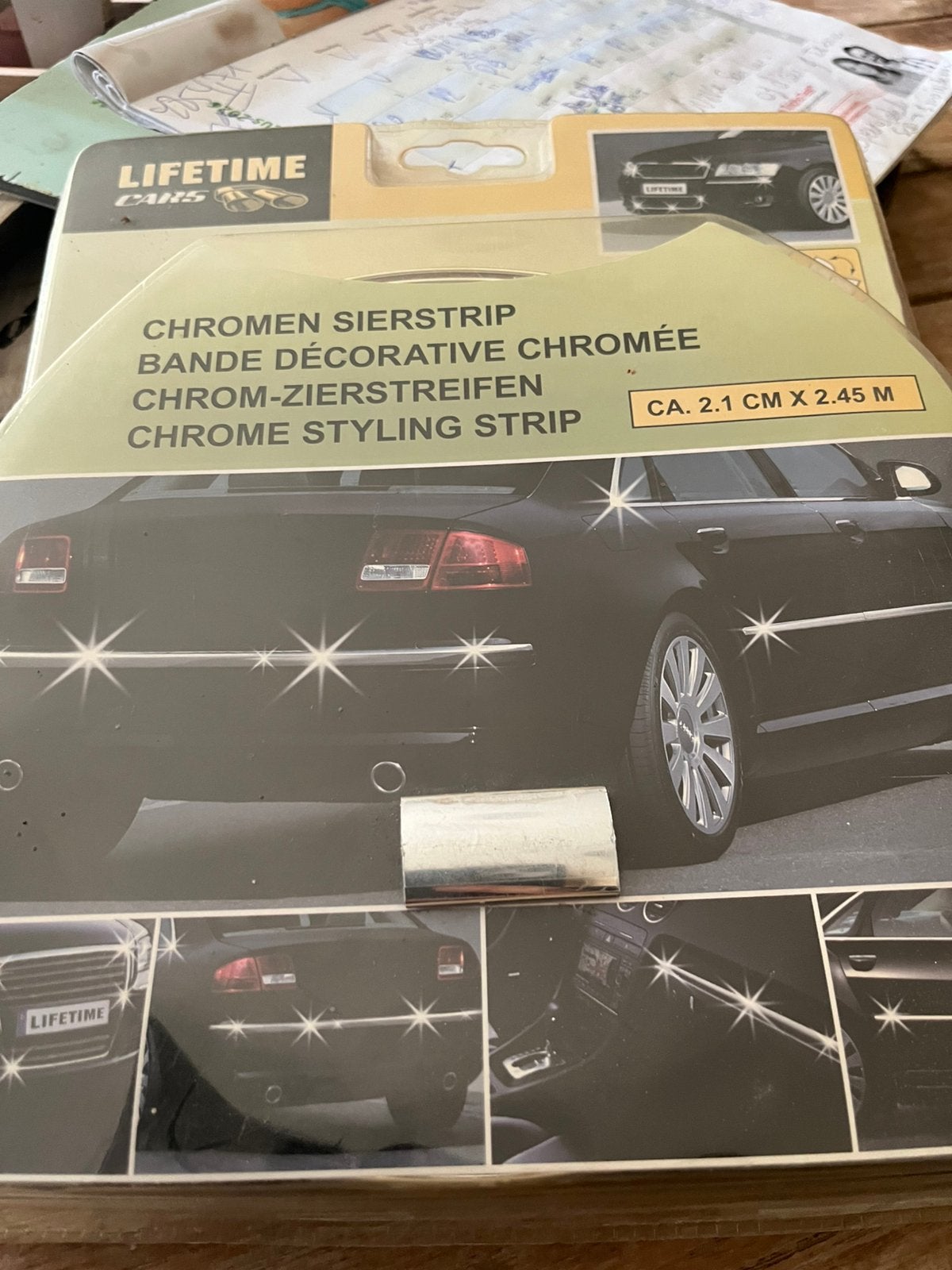Chromen sierstrip 2.1op 2.45m, Ophalen of Verzenden