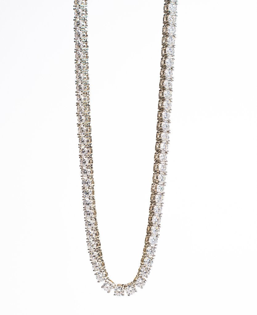 925 zilveren „Tennisketting” met Moissanites, Handtassen en Accessoires, Kettingen, Verzenden, Nieuw, Met edelsteen, Zilver