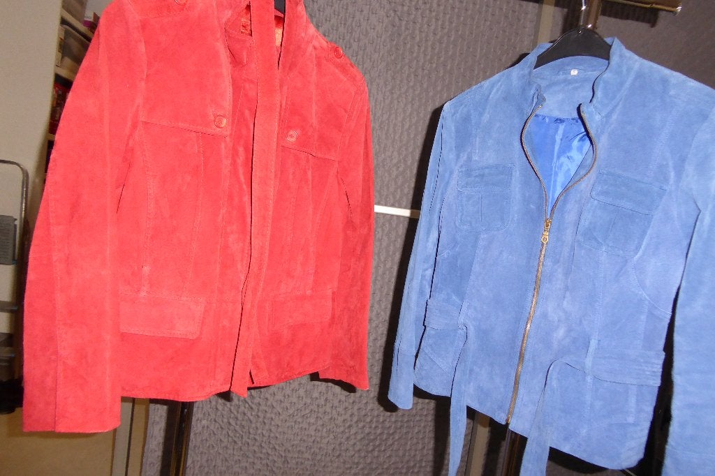 jasjes in daim, Blauw, Maat 42/44 (L), Ophalen of Verzenden, Jasje
