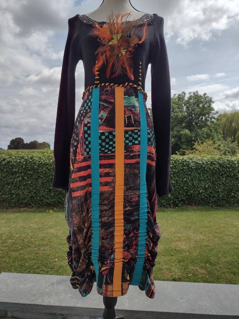 Robe à imprimé graphique Save the Queen Firenze - L, Taille 38/40 (M), Comme neuf, *SAVE THE QUEEN*, Multicolore
