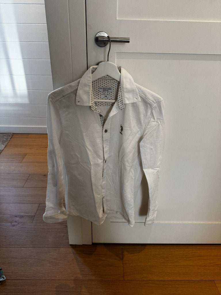 Hemd lange mouwen US Polo jongens, Enlèvement, Porté, Blanc, Us polo assn