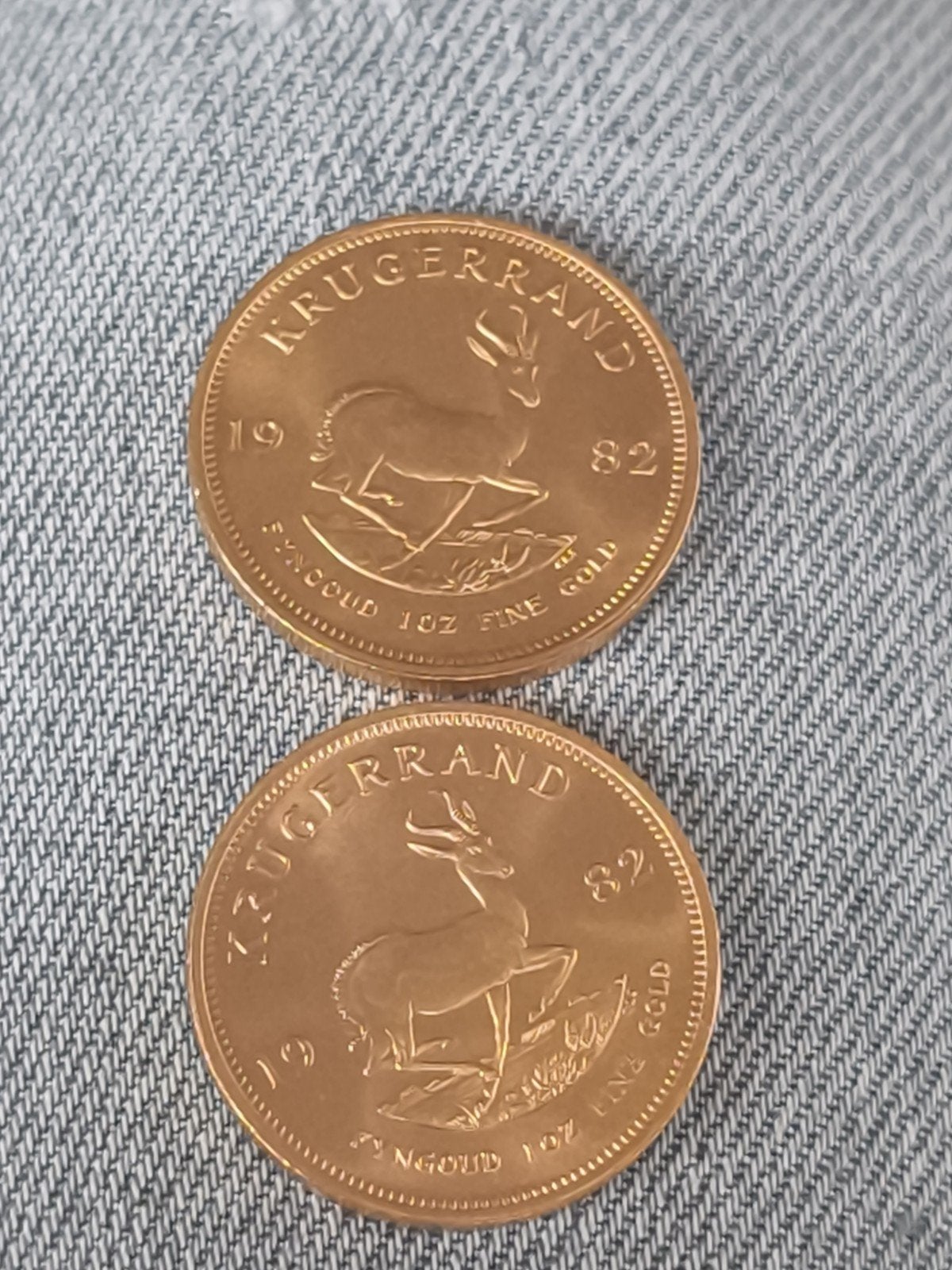 2 Gouden Krugerrand 1 oz munten (1982) – Zuid-Afrika, Timbres & Monnaies, Monnaies | Europe | Monnaies non-euro, Enlèvement, Or