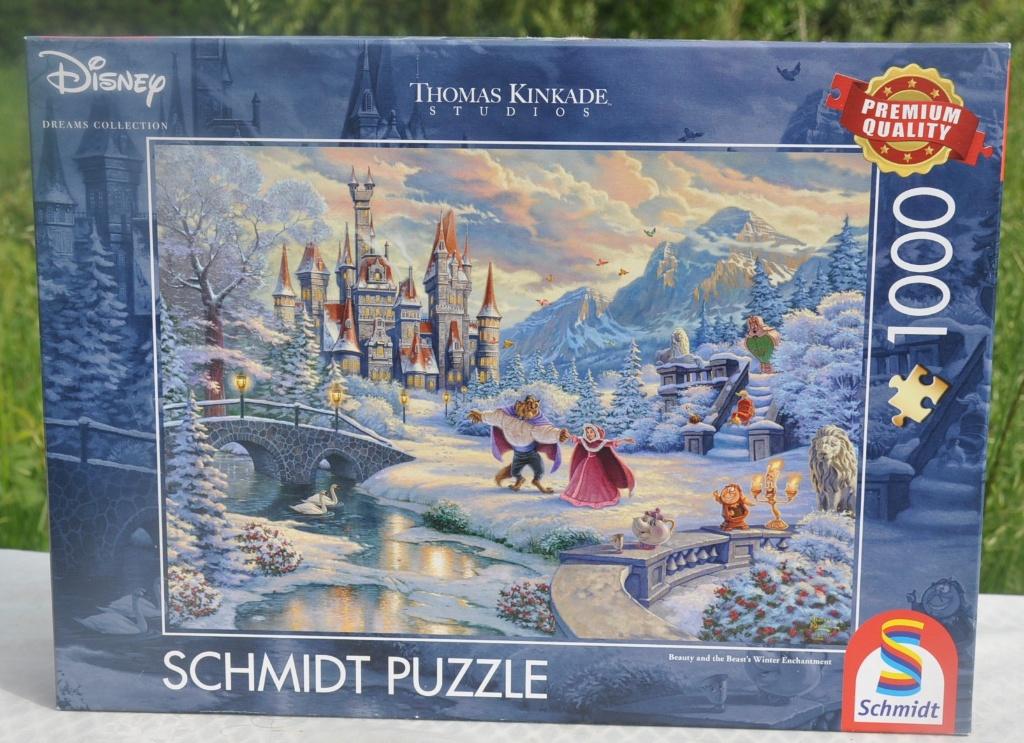 puzzles 1000 pieces  l'enchantement d'hiber belle et la bete, Ophalen of Verzenden, 500 t/m 1500 stukjes, Zo goed als nieuw, Legpuzzel