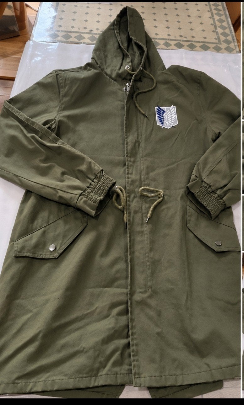 Parka Attack on Titan / L’Attaque des Titans – kaki militair, Ophalen, Groen