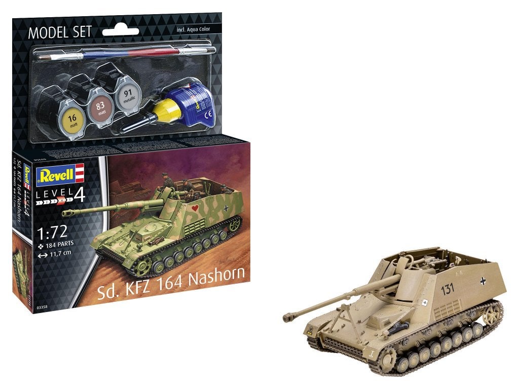 REVELL 63358 Model Set Sd.Kfz. 164 Nashorn échelle 1/72, Hobby & Loisirs créatifs, Modélisme | Voitures & Véhicules, Neuf, 1:50 ou moins