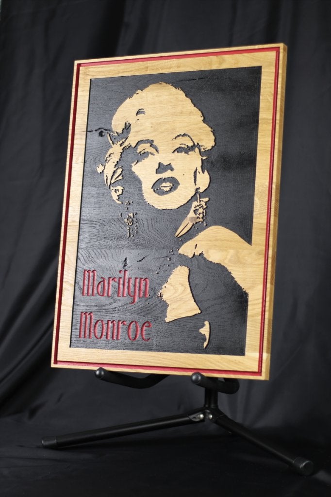 Wanddecoratie | Marilyn Monroe | Gefreesd in Eiken, Verzenden