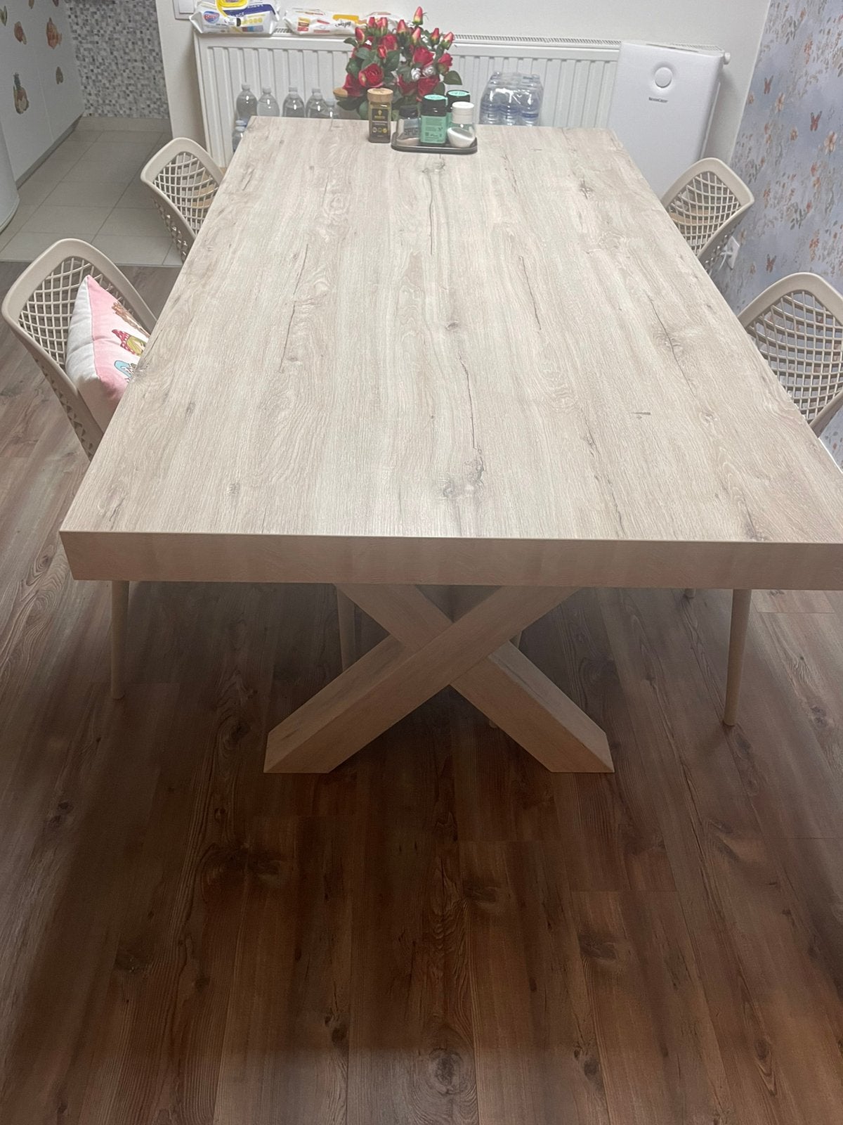 Eiken strkke eettafel, Ophalen