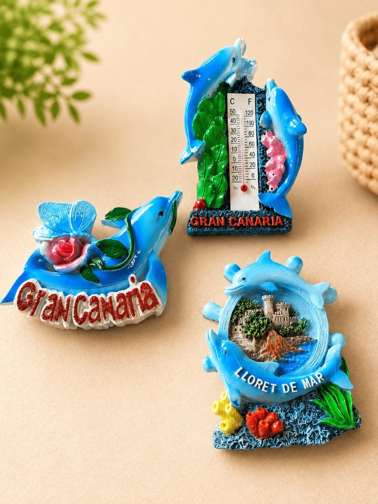 3 dolfijn koelkastmagneten Gran Canaria & Lloret de Mar, Enlèvement ou Envoi, Comme neuf