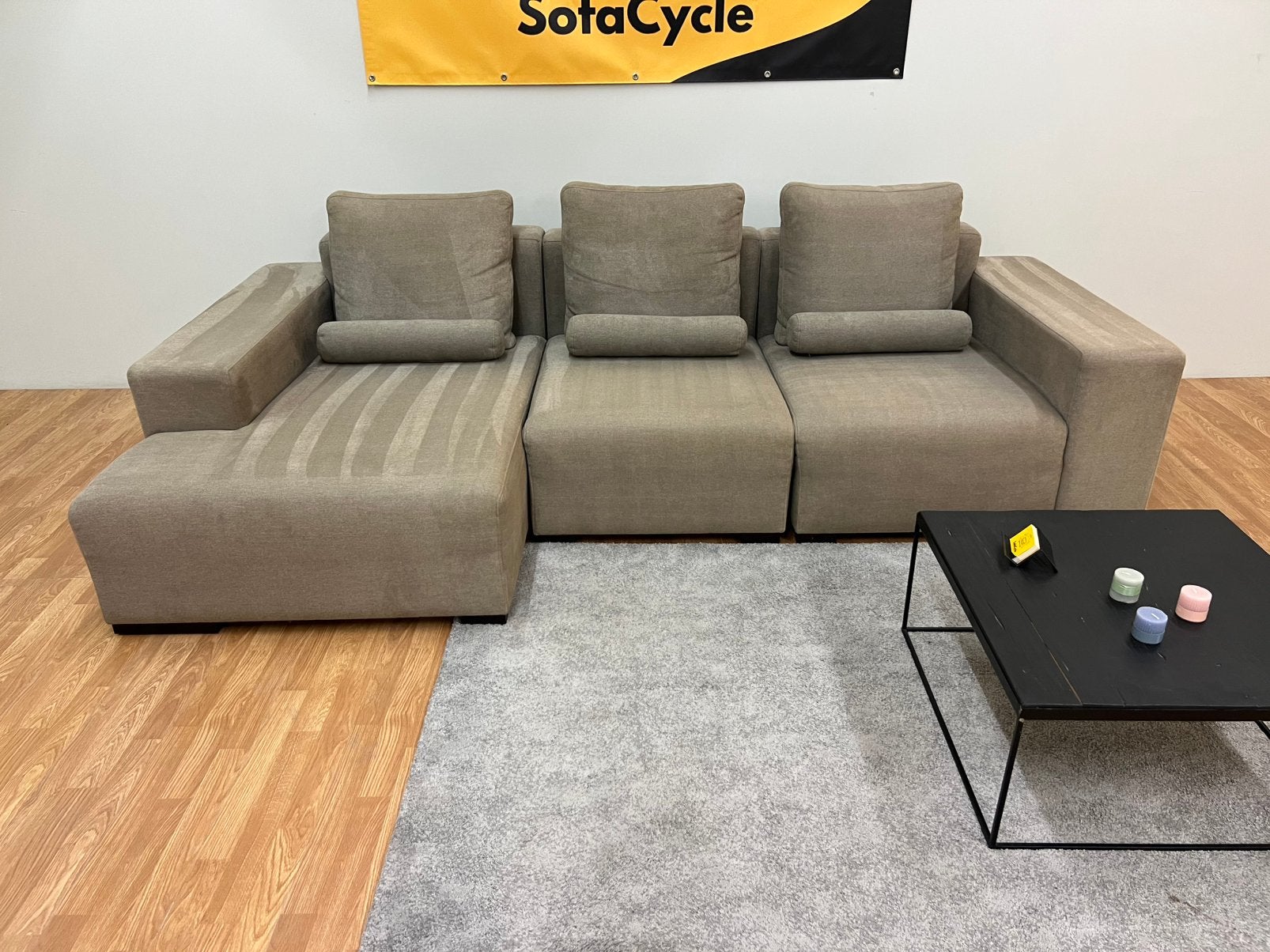 Passe Partout driezit met chaise longue - Gereinigd, Ophalen of Verzenden, Zo goed als nieuw, SofaCycle, Info@sofacycle.be