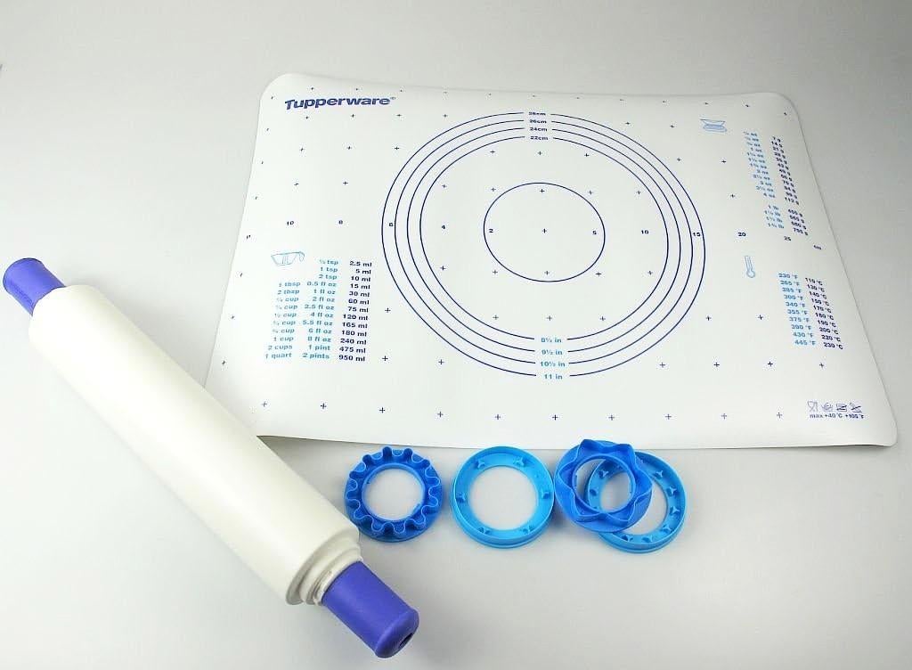 Tupperware « Rouleau + Feuille + Formes à Pâtisserie » bleu, Envoi, Utilisé, Bleu, Autres types