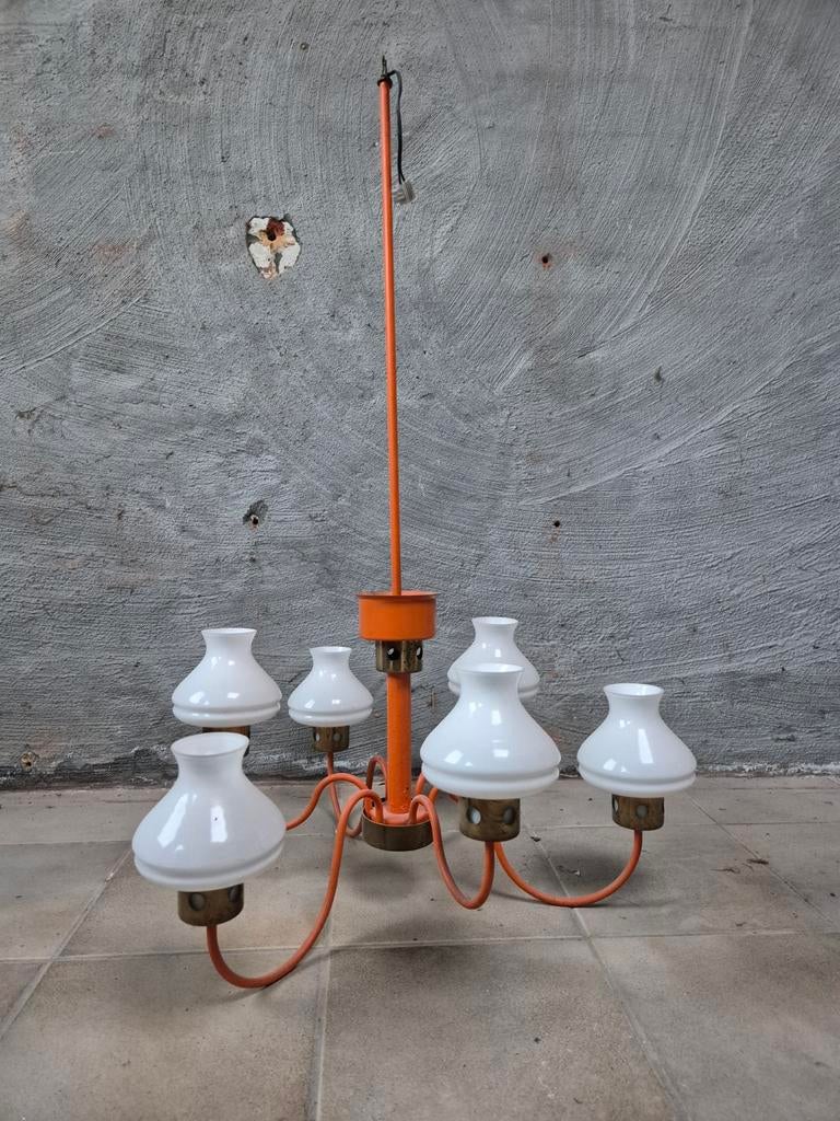 Vintage retro hanglamp / luster, vermoedelijk jaren 60-70., Ophalen, Metaal