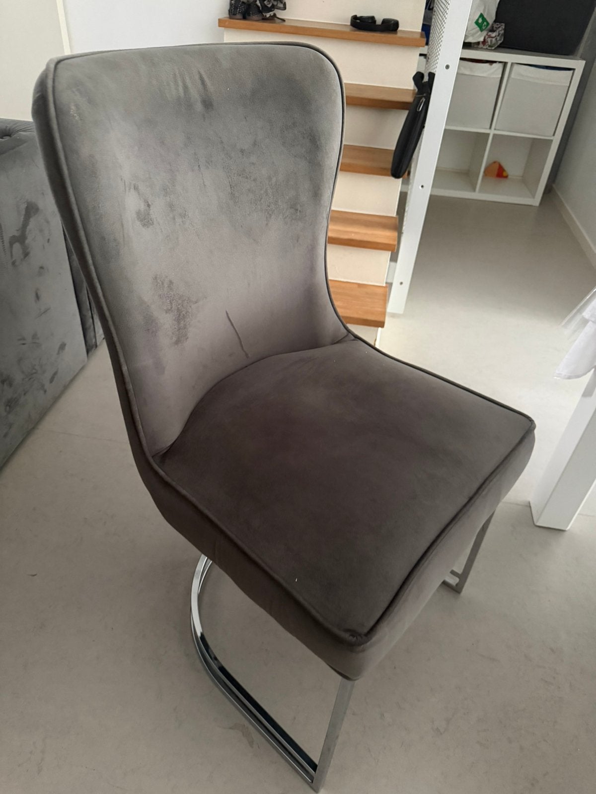Lot de 6 chaises grises en velours IKEA, Enlèvement ou Envoi, Comme neuf