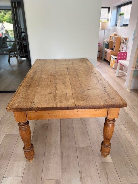 Antieke, zeer robuuste eettafel te koop!, Ophalen, Gebruikt, 100 tot 150 cm, Landelijk