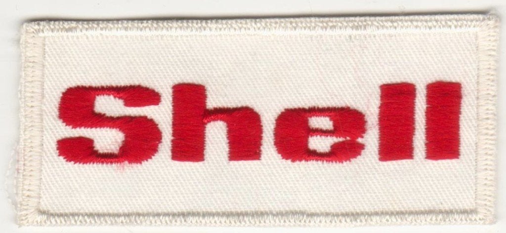 reclame Badge - SHELL - benzine auto in geweven stof, Ophalen of Verzenden, Zo goed als nieuw, Reclamebord