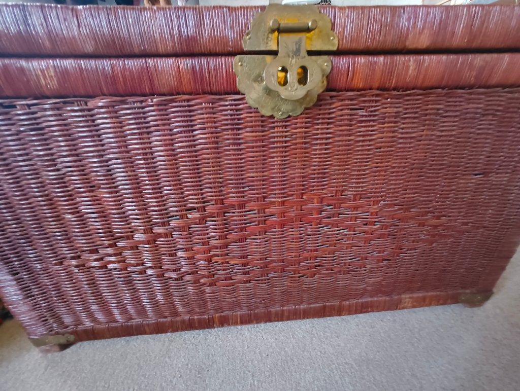 Grande boîte à couvertures vintage en rotin, 50 – 75, 50 à 100 cm, Comme neuf, Enlèvement