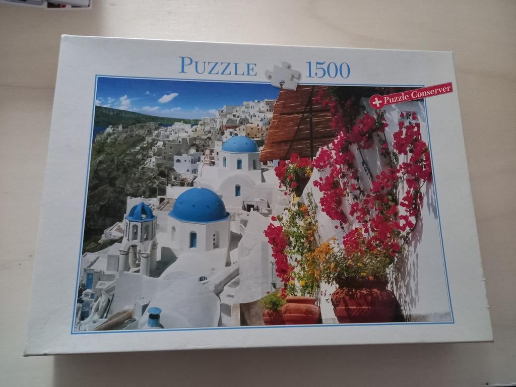 Puzzle Blitz 1500 pièces - Santorin, Grèce, Enlèvement ou Envoi, 500 à 1500 pièces, Utilisé, Puzzle