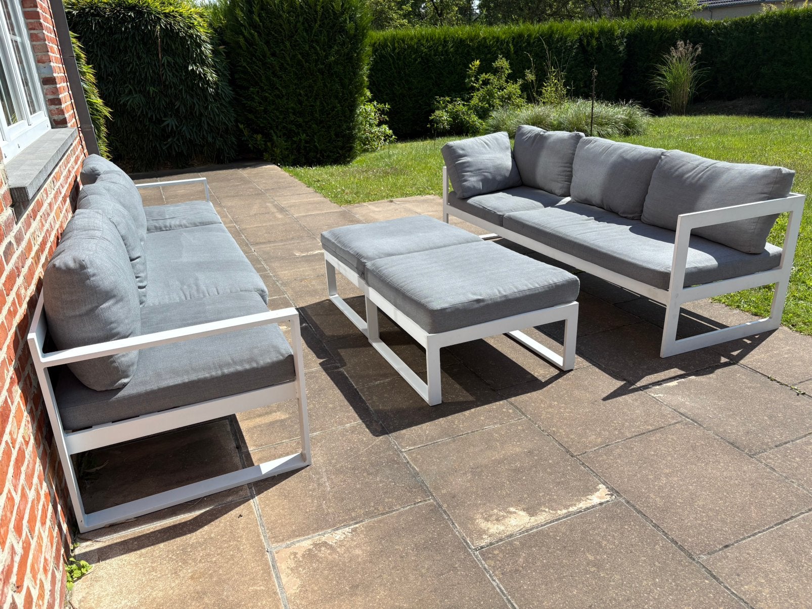 Grand salon de jardin 8 places aluminium blanc, Salons de jardin, Aluminium, Comme neuf, 8 places